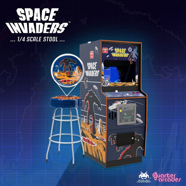 CorvettekazuTAITO SPACE INVADERS アーケー OFFICIAL TAITO SPACE INVADERS Quarter Size Arcade Cabinet + Stool